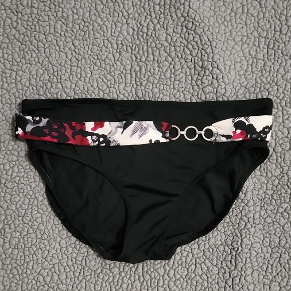 Merona Black Swim Bottoms Belted Detail Size Medium - Picture 1 of 8